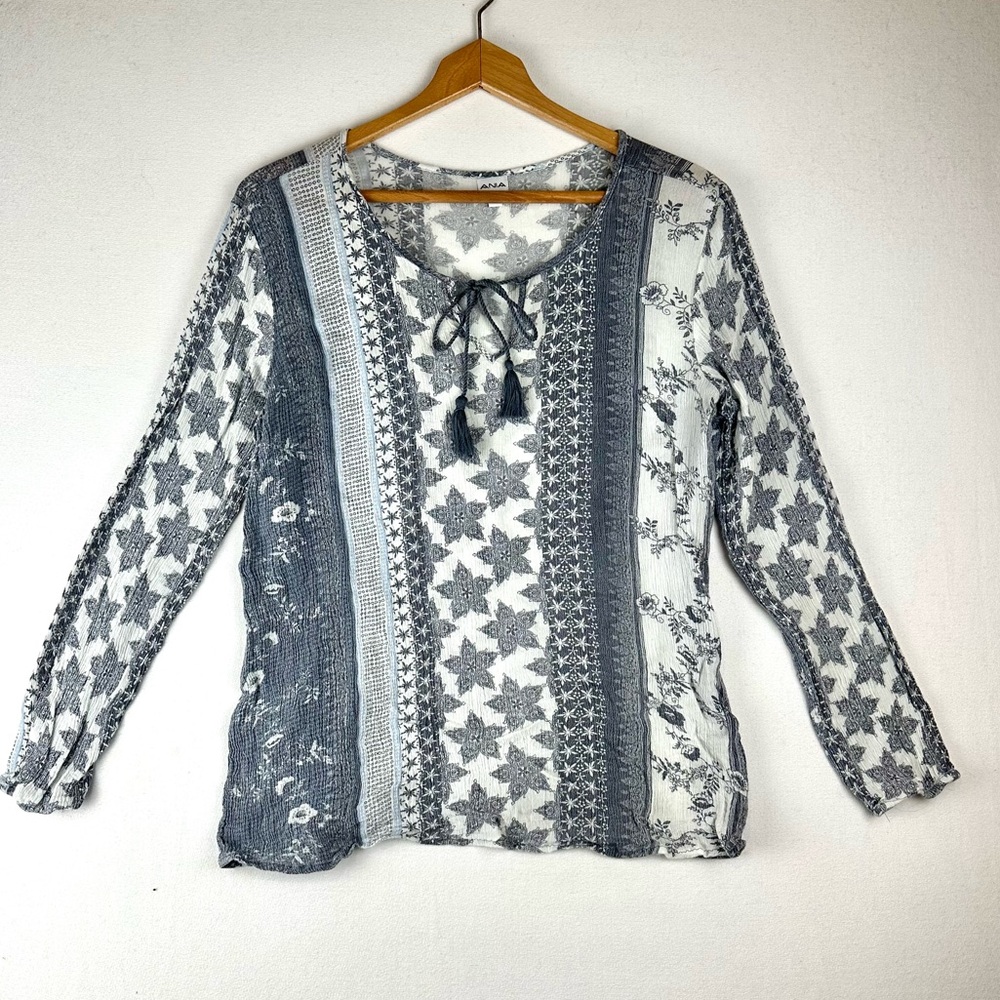 Ania V-Neck Tie Multi Stripe Blouse Coastal Office